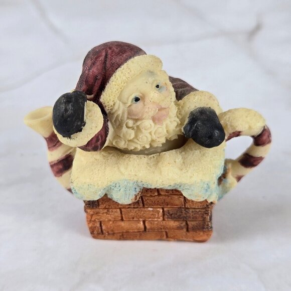 Resin Christmas Themed Miniature Tea Set Santa Claus Chimney 10 Piece - Picture 7 of 11